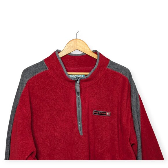 Vintage Big Dogs Red and Gray Fleece 1/4 Zip Pullover Jacket Men's 2XL - Picture 2 of 14